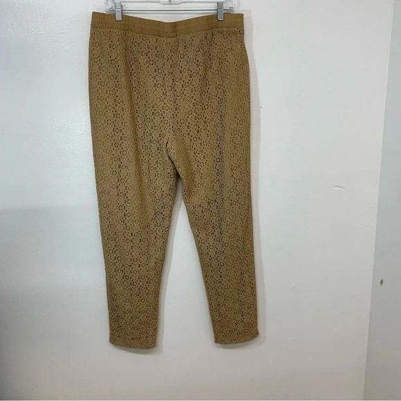 Chicos 2 Pants Lace Pull On Large  Ankle Brown  Lined Tapered Elastic Classic - Picture 4 of 13